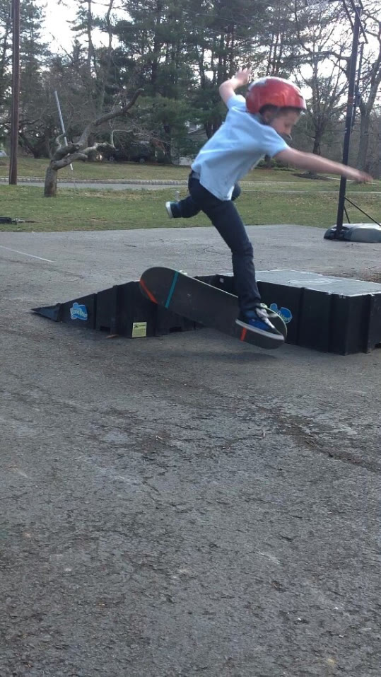 Theo skateboarding as a kid